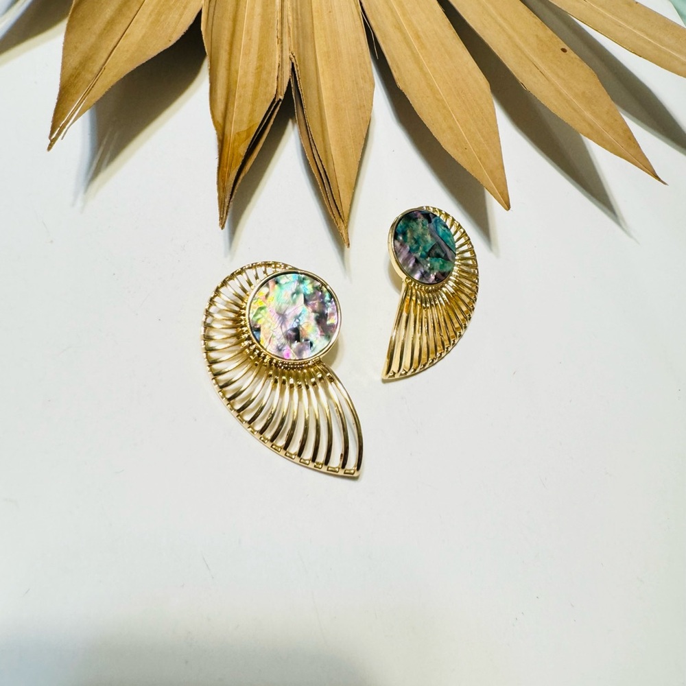 Geo dangle stud earrings S712 - Picture 3 of 5